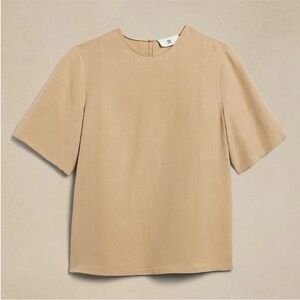 Banana Republic linen Blend short sleeve shirt Large khaki normcore Lagenlook